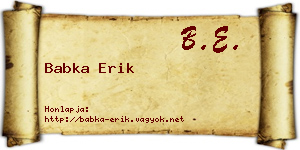 Babka Erik névjegykártya